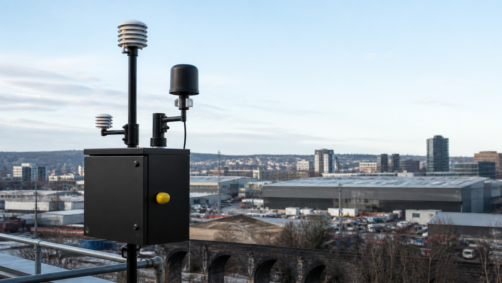 Air monitoring instrument installed in an urban environment